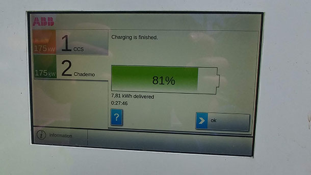 אפילו שיש 175KW - את קצב הטעינה קובעת מערכת הניהול של הרכב. כדי להגן על הסוללה היקרה. צילום: שטח