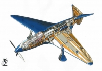 מטוס בוגאטי 100P משוחזר יעלה בקרוב לאוויר. 885 קמ"ש בזכות תכנון אירודינאמי מתקדם, שני מנועים ושליטה ממוחשבת בסוף שנות ה-30. צילום: MULLIN MUSEUM