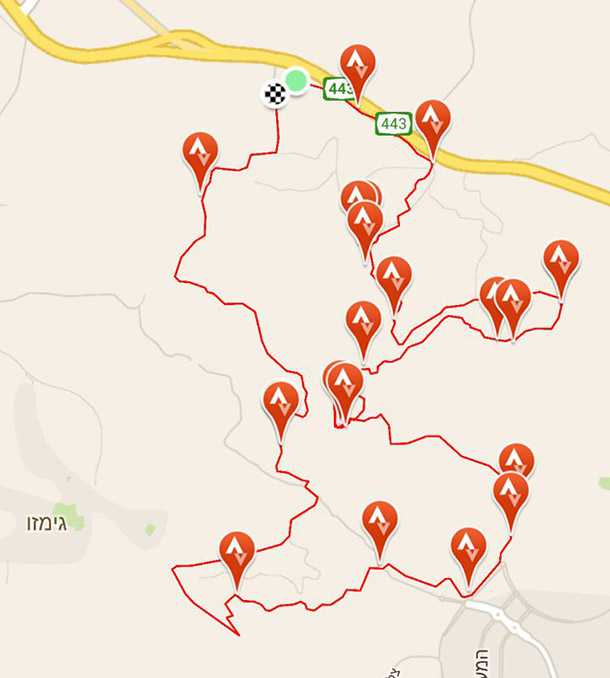 מסלול הטיול מתוך אפליקציית STRAVA