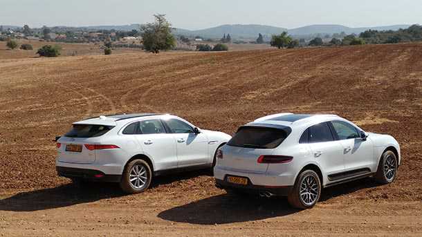 מבחן דרכים השוואתי יגואר FPACE מול פורשה מאקאן. טעמים שונים, יכולת נהדר. בשטח יש לפורשה כפתור offroad. צילום: רוני נאק