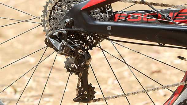 מבחן אופניים פוקוס O1E איבו. העברת כוח של SRAM בסידרו של 11X1 - מעביר דגם GX. צילום: פז בר